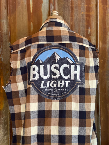 Busch Light Sleeveless Flannel